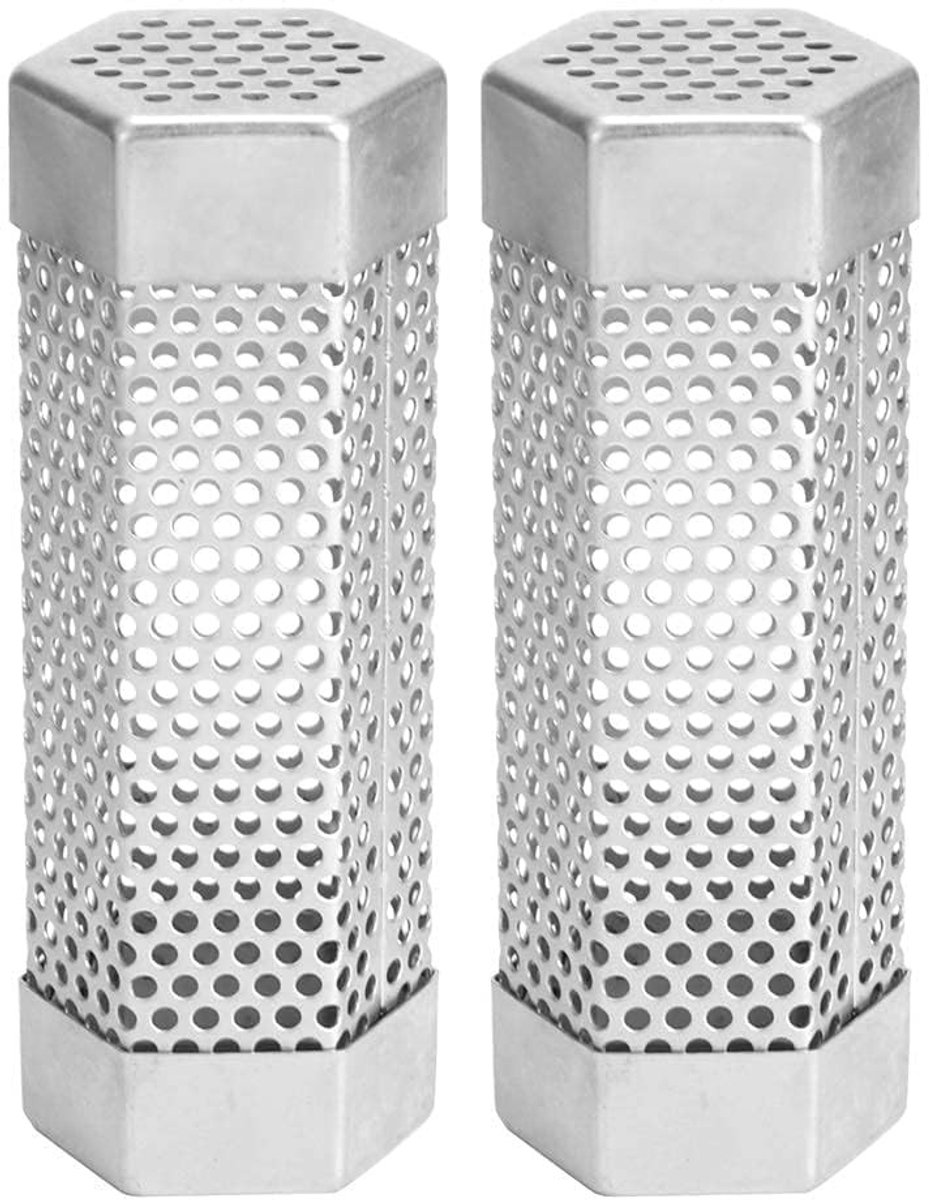 Omgoods - Pelletrokerbuis - 2-pack - Koud-heet-rookbuis - 6 inch - Roestvrijstalen rookbuis - Geschikt voor elke grill - Zilver