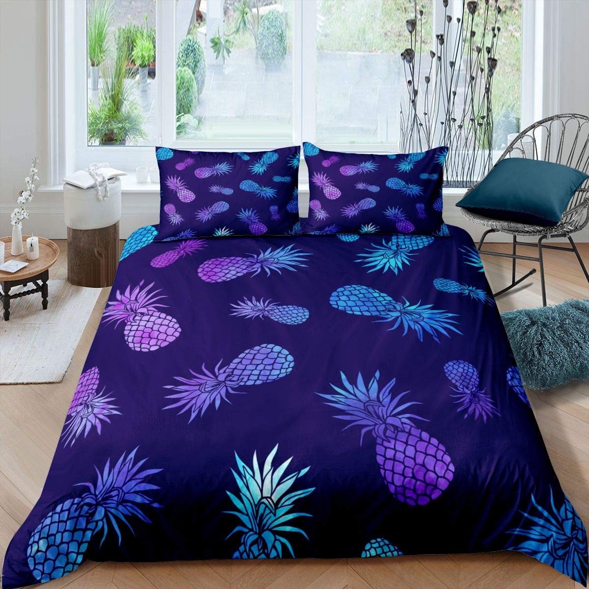 Omgoods - Tropisch Ananas Dekbedovertrek Set voor Kinderen - Dubbel