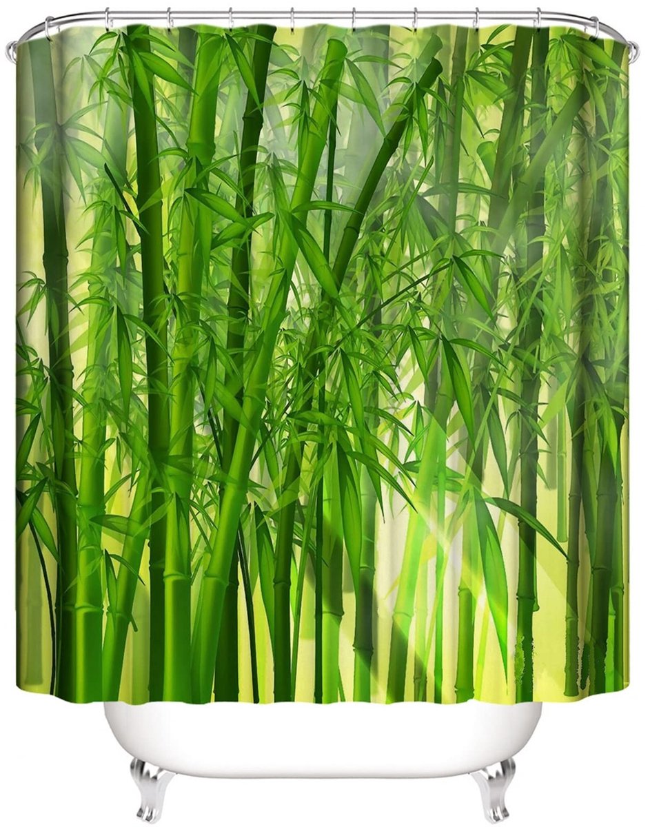 Omgoods - Waterdicht Douchegordijn 120 x 180 cm in Bamboe Groen