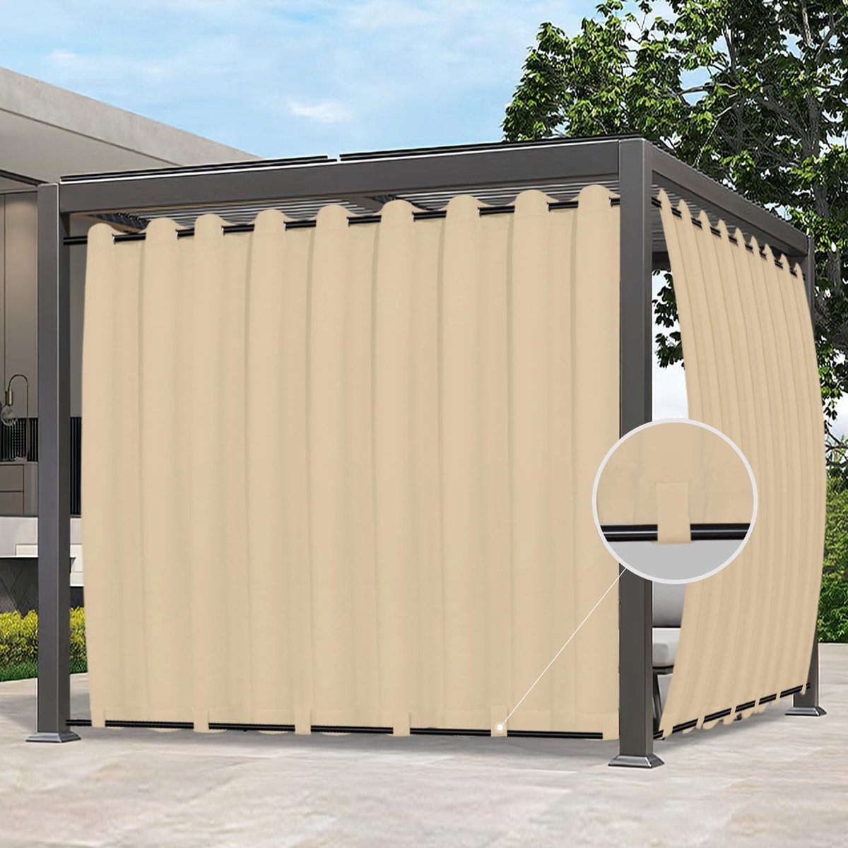 Omgoods - Waterdichte Outdoor Gordijnen voor Patio en Tuin - Beige