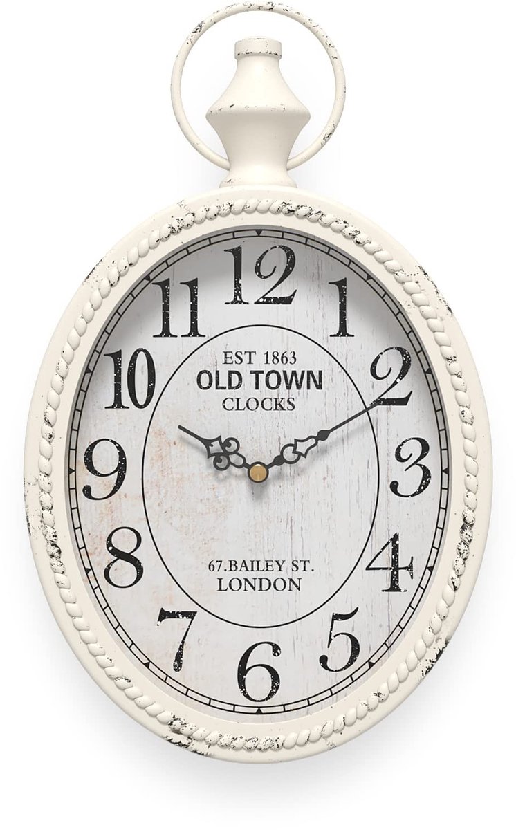 Omgoods - Retro Oval Wandklok - Antieke Klok Voor Decoratie