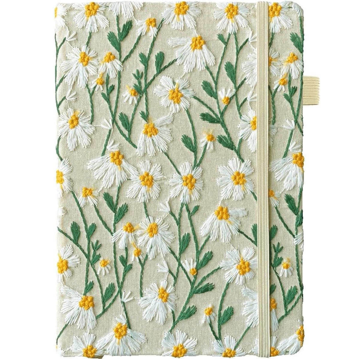 Omgoods - Daisy Gifts Geborduurd Dagboek - A5 Notitieboek met Bloemenmotief