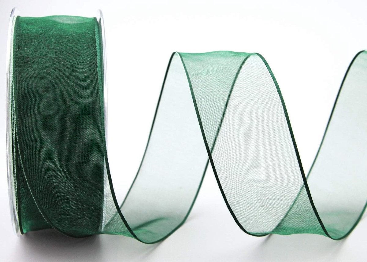 chiffon donkergroen cadeaulint lint lint lint transparant organza met vormvaste randen premium kwaliteit bruiloft verjaardag chiffon lint effen kleur 20 m x 40 mm