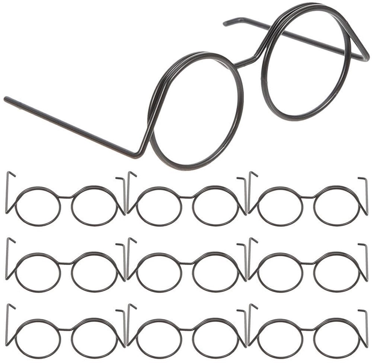 Omgoods- Poppenbril 10 Stuks - Decoratieve Monturen - Mini-Bril voor Poppen - Zonnebril - Metalen Bril - Afmetingen 5,70 x 4,80 x 2,20 cm - Poppenaccessoire