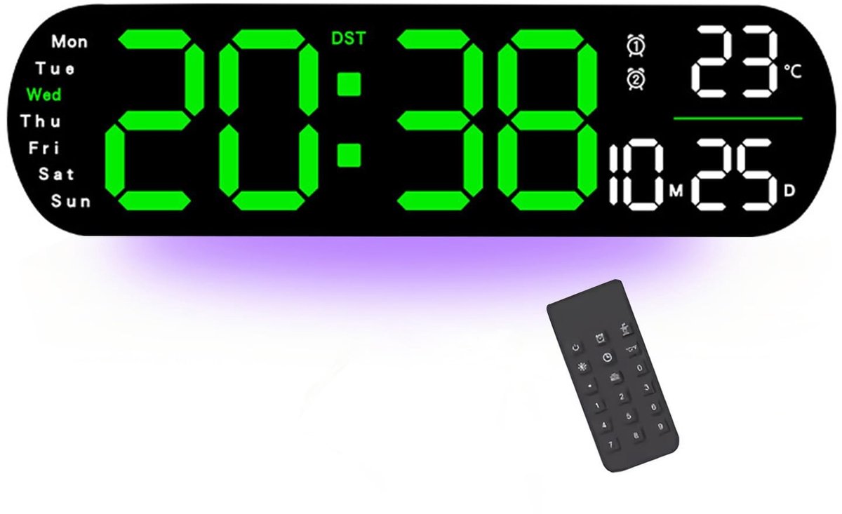 Omgoods - Digitale LED Wandklok met Countdown en Afstandsbediening - Temperatuur en Datum