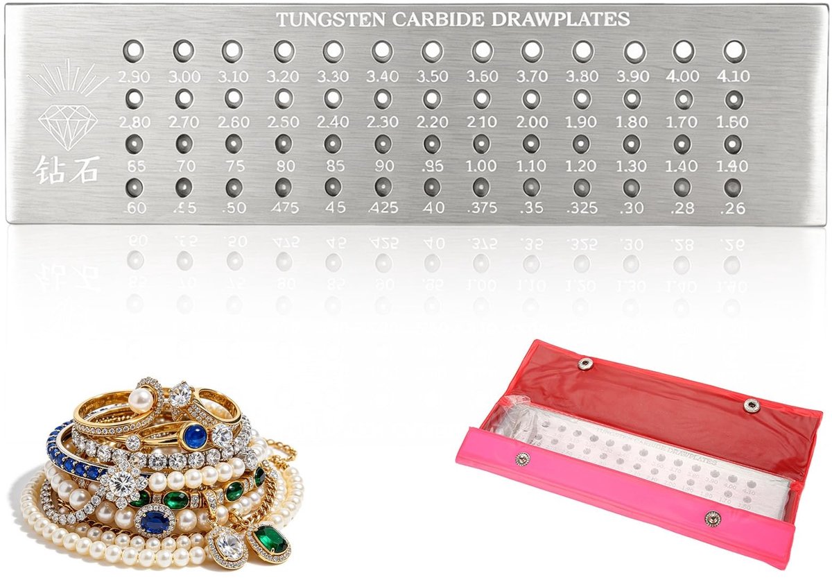 Omgoods - Draadplaat met 52 Ronde Gaten van Tungsten Carbide voor Sieradenmaken
