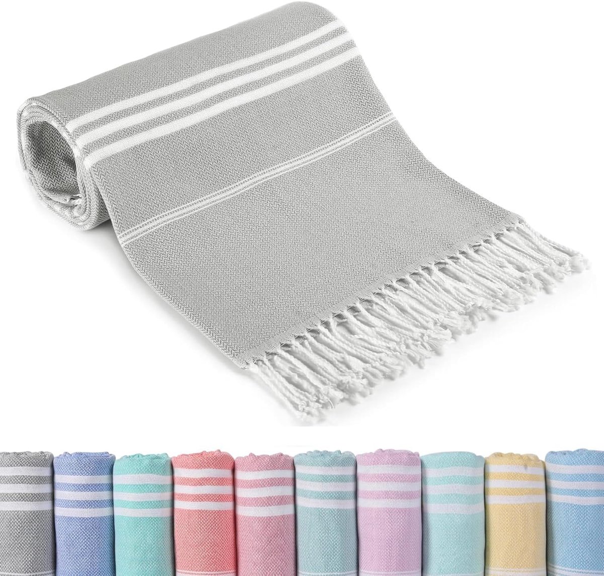 Strandlaken XXL Hamamdoek Dun Licht Strandhanddoek 90X200 Grijs | Strandhanddoek Sneldrogend Badhanddoek Strand Groot Hamamdoek Badhanddoek Strand Badstof Stranddoek Voor Mannen Strandlaken