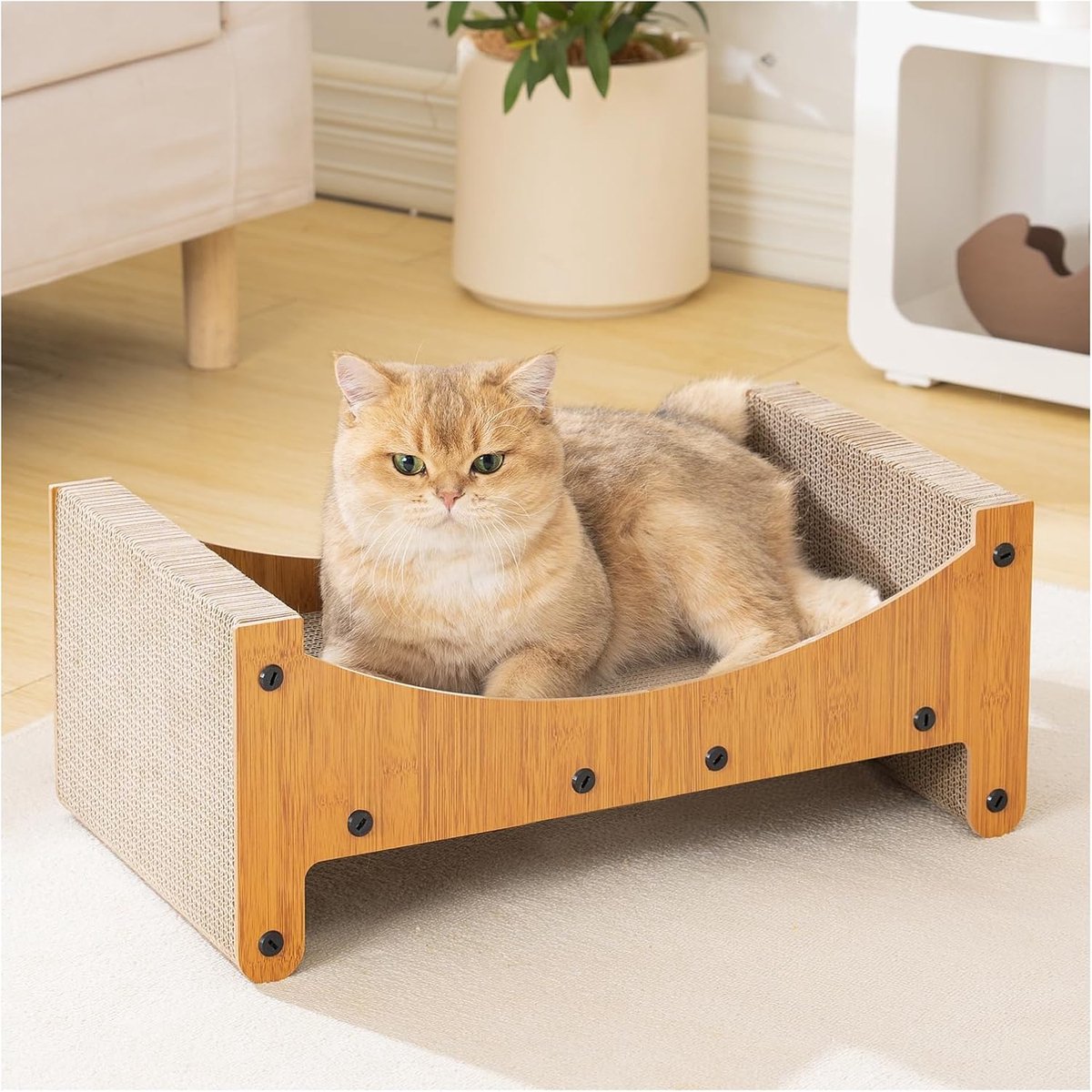 Kattenkrabberlounge, 3-in-1 omkeerbaar krabbed van karton | Horizontale ligstoel voor katten binnenshuis kittens - Natuur