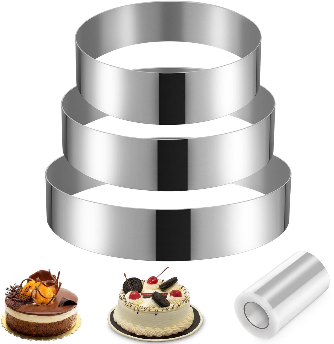 Omgoods - 3-delige Bakring Set - Voor Taarten en Gebak