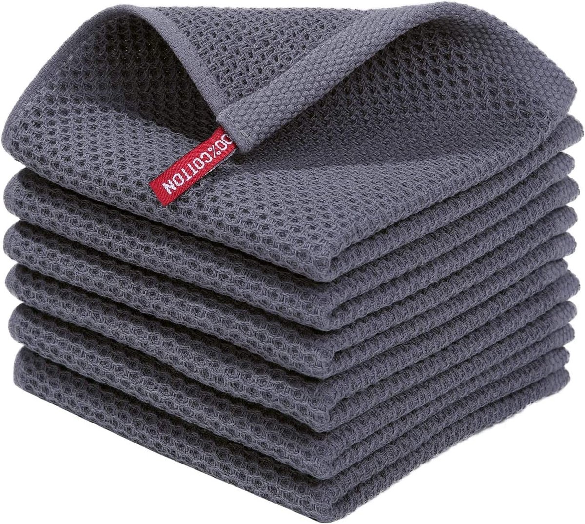 Omgoods - Set van 6 Katoenen Keukenhanddoeken, 30 x 30 cm, Zacht en Absorberend