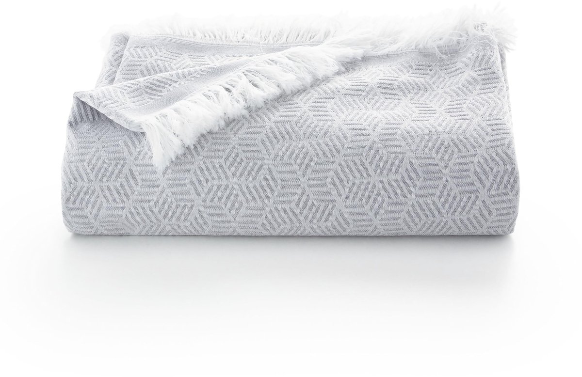 Omgoods - Multifunctionele Bedsprei - Geometrisch Design, Lichtgrijs