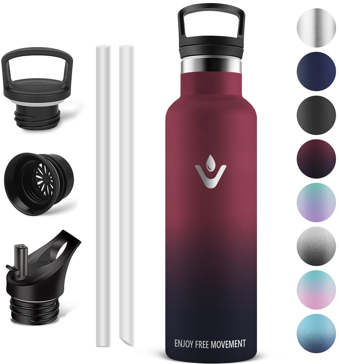 Omgoods - RVS Thermosfles 750 ml met Rietje en BPA Vrij