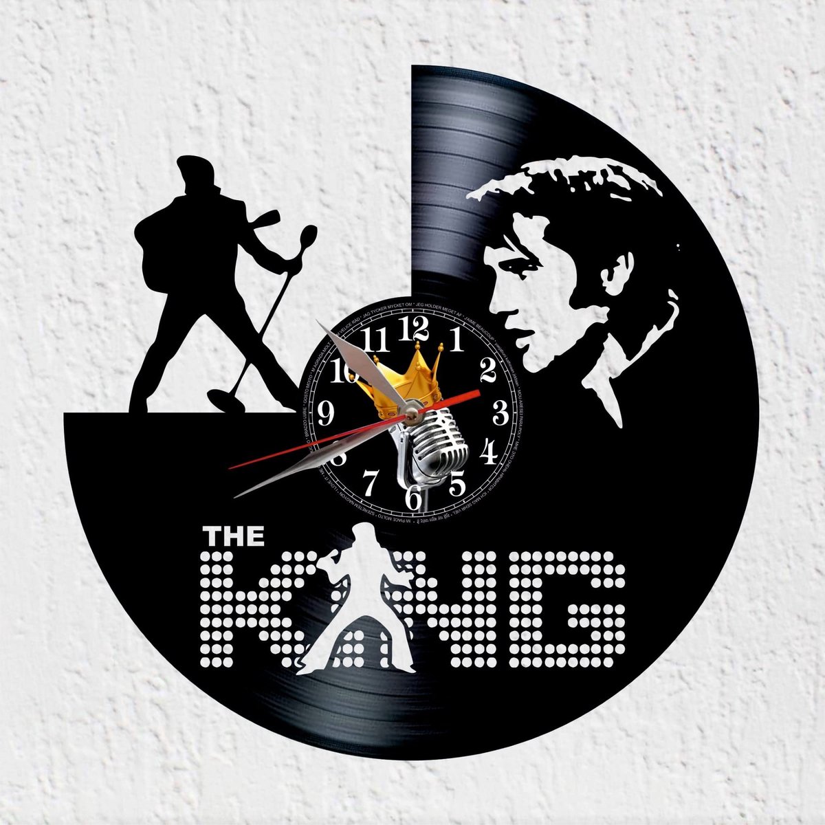 Omgoods - Vinyl Wandklok King of Rock and Roll - Unieke Muurdecoratie