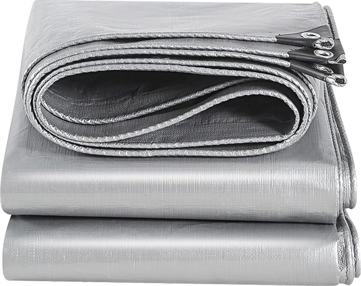 Omgoods - Zilveren Waterdichte Tarpaulin met Oogjes