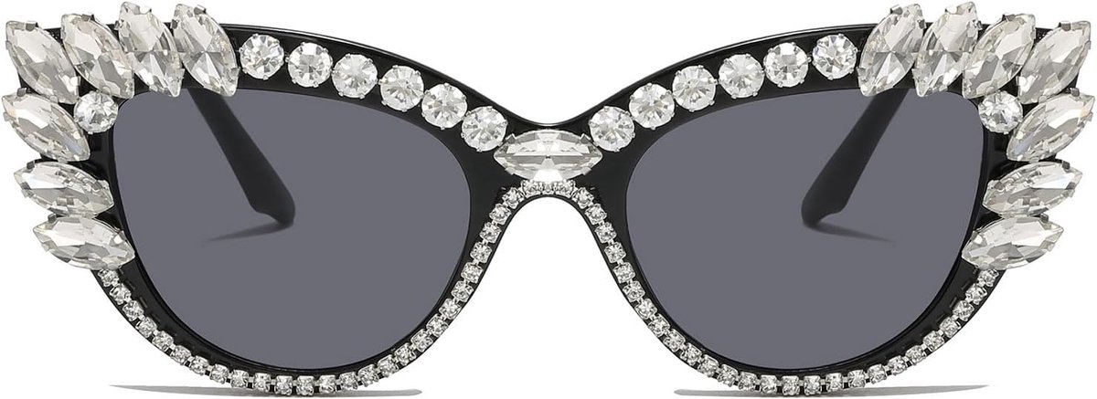 Vintage zonnebril kattenogen diamantvorm dames, retro trendy feestbril kat en strass jubileum