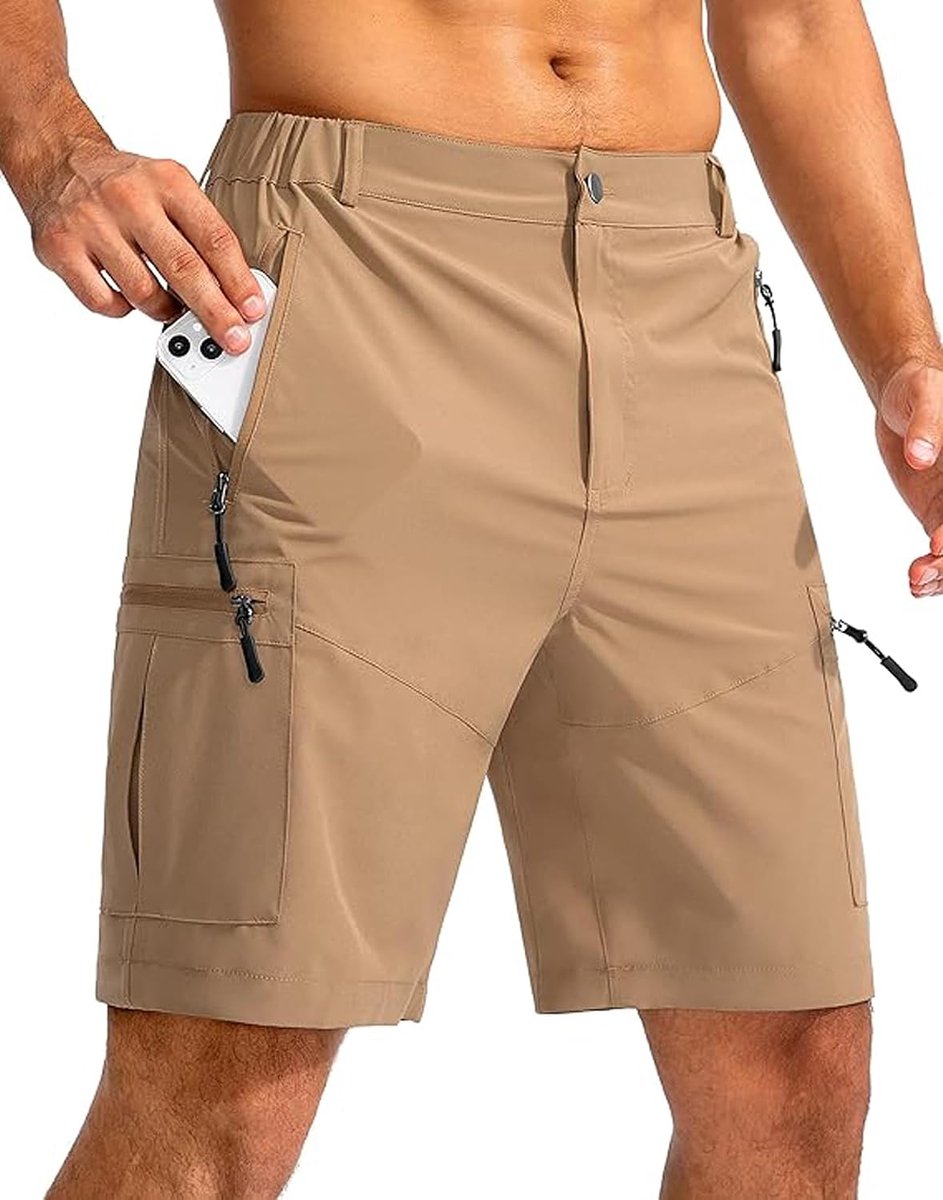 Korte wandelbroek voor heren, met ritssluiting, outdoor, zomer, cargoshorts