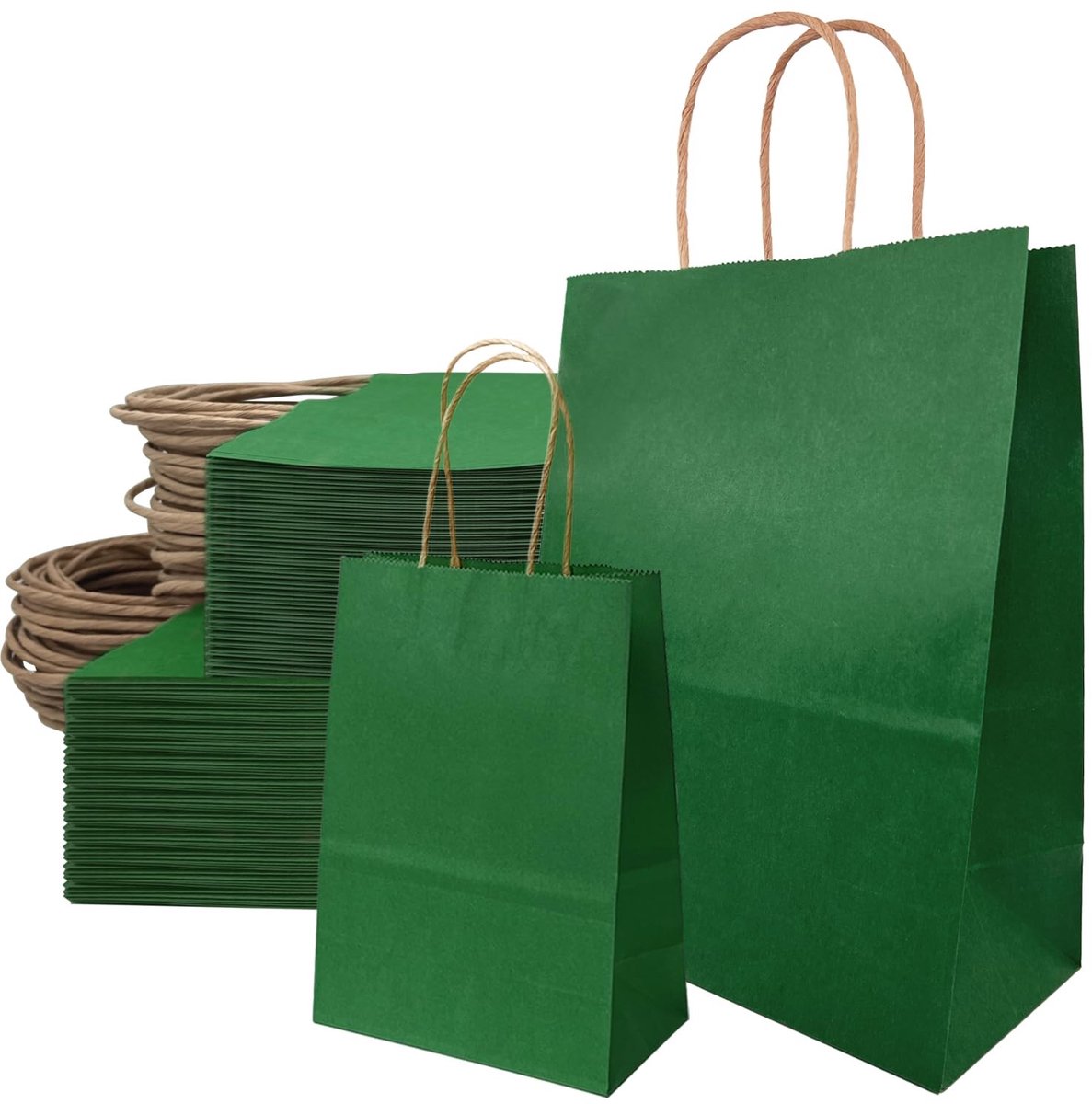 Omgoods- Papieren Zakken 50 Stuks - Kraftpapieren Zakken - Cadeauzakjes - Versterkt 21 x 8 x 15 cm / 21 x 11 x 27 cm - Duurzaam - Met Handvat