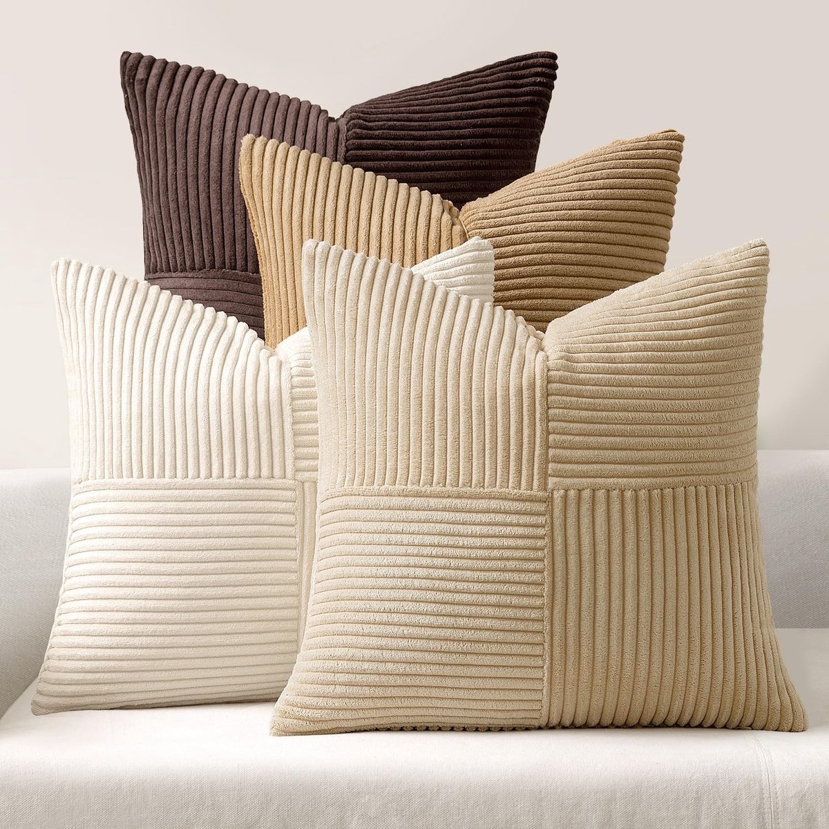 Omgoods - Set van 4 Kussencovers 50 x 50 cm van Corduroy, Modern en Decoratief