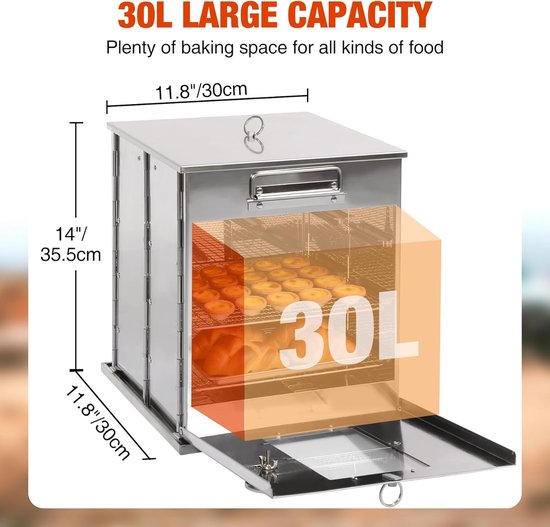 Opvouwbare campingoven, 2-traps grill, roestvrij staal, draagbaar - Campingfornuis, compact, duurzaam, campingkoker voor rugzaktochten, wandelen, picknick, reizen, strand, tuin, koken, grillen — afbeelding 2