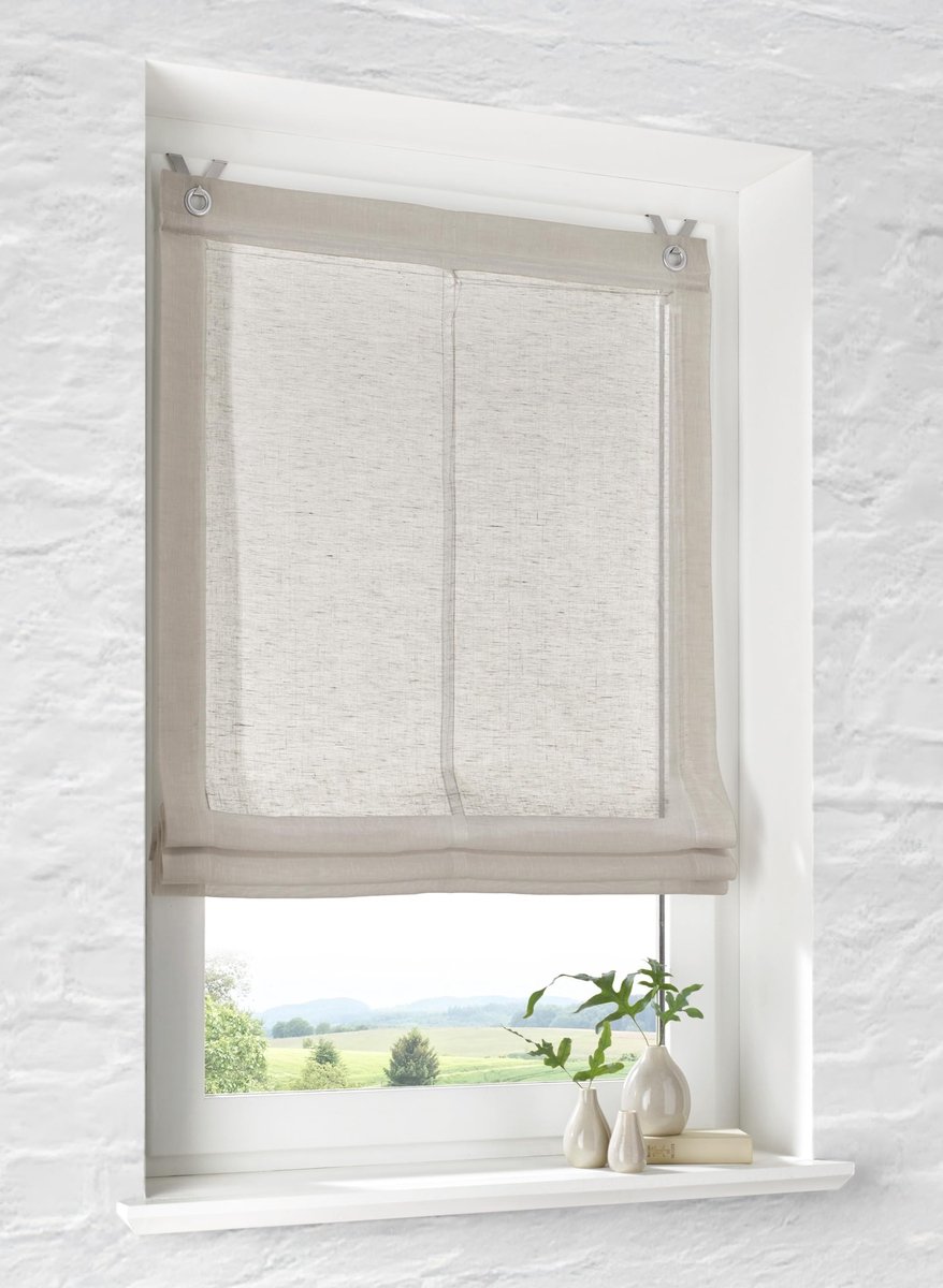 Omgoods - Romeinse Rolgordijn Brondy Taupe - Semi-Transparant en Eenvoudig te Monteren