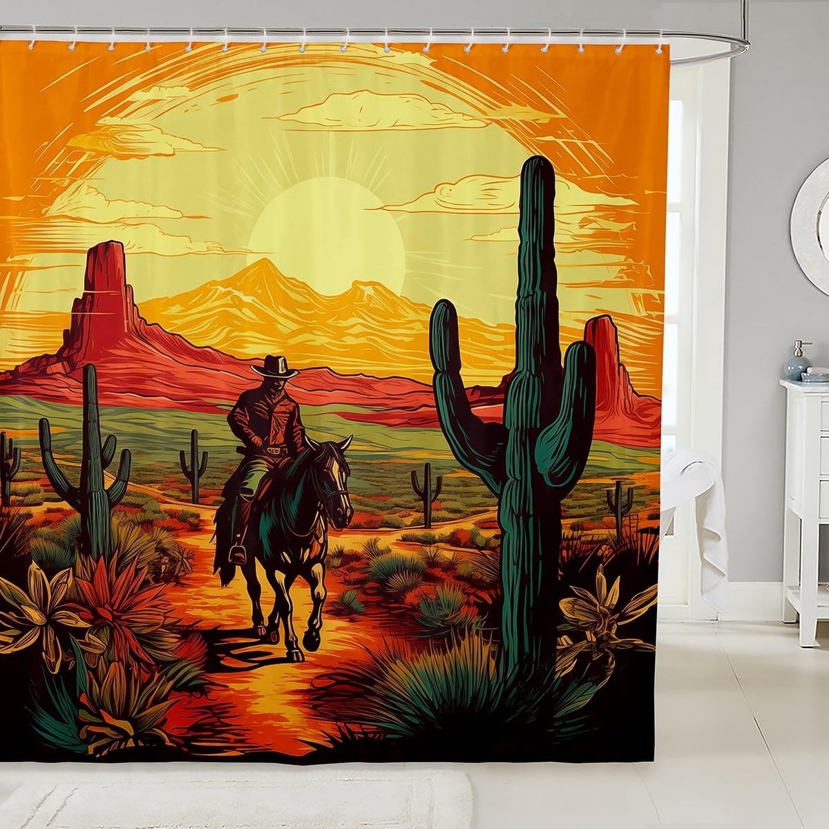 Omgoods - Cowboy Douchegordijn voor Kinderen 180 x 180 cm