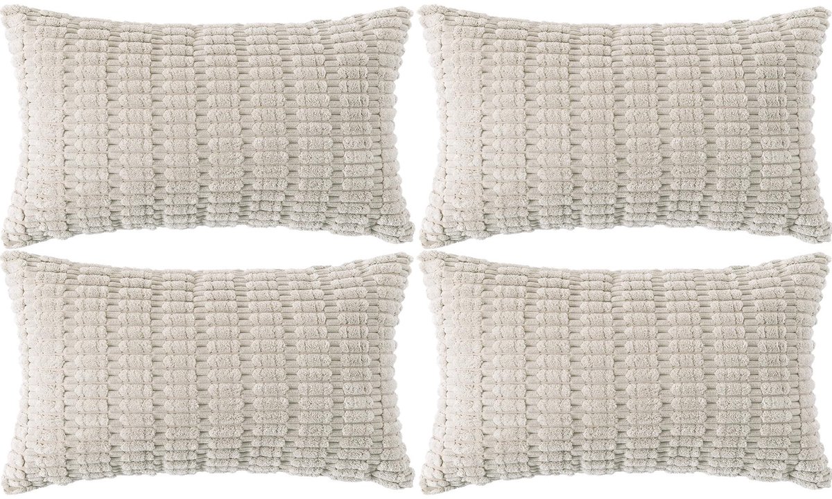 Omgoods - Set van 4 Fluffy Kussenhoezen 30 x 50 cm Lichtgrijs