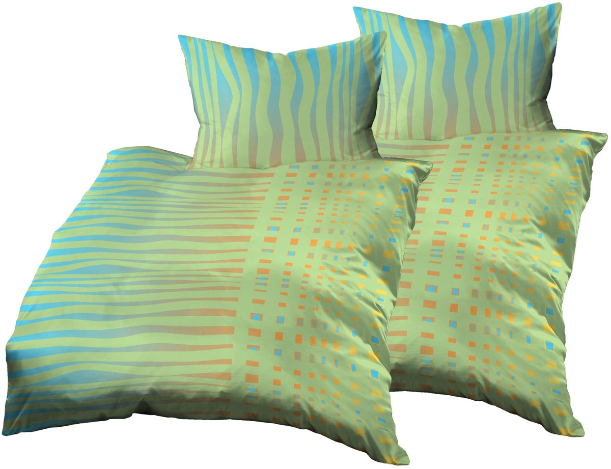 Omgoods - 4-Delige Beddengoedset met Zebra Strepen in Groen en Turquoise