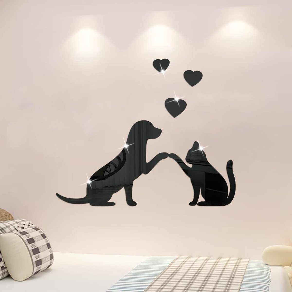 Omgoods - Acryl Spiegel Wandstickers Dierenthema - Huisdier Decoratie