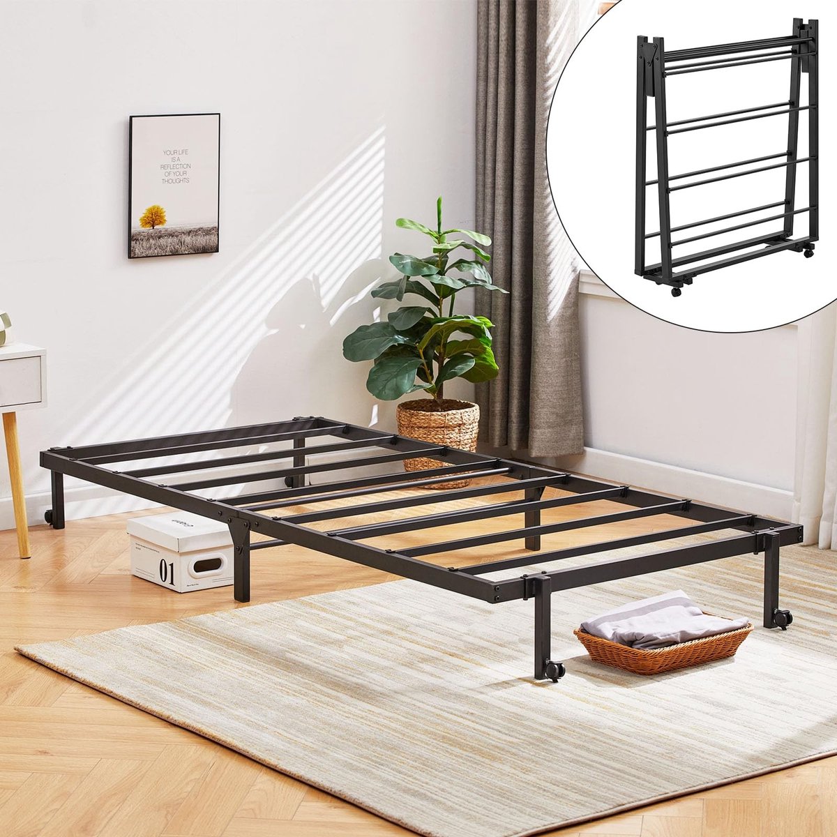 Omgoods- Vouwbed 90 x 190 cm - Opvouwbaar Bed - Logeerbed - Campingbed - Ruimtebesparend - Lichtgewicht Metalen Bed - Opklapbed