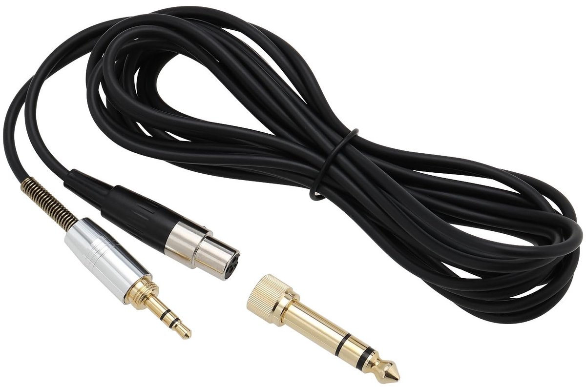 Omgoods- Audiokabel 3 m - Mini-XLR naar 3,5 mm/6,35 mm - TPE - Compatibel met AKG K240/K702 - Zwart - Veelzijdige aansluitingen - Audio Kabel
