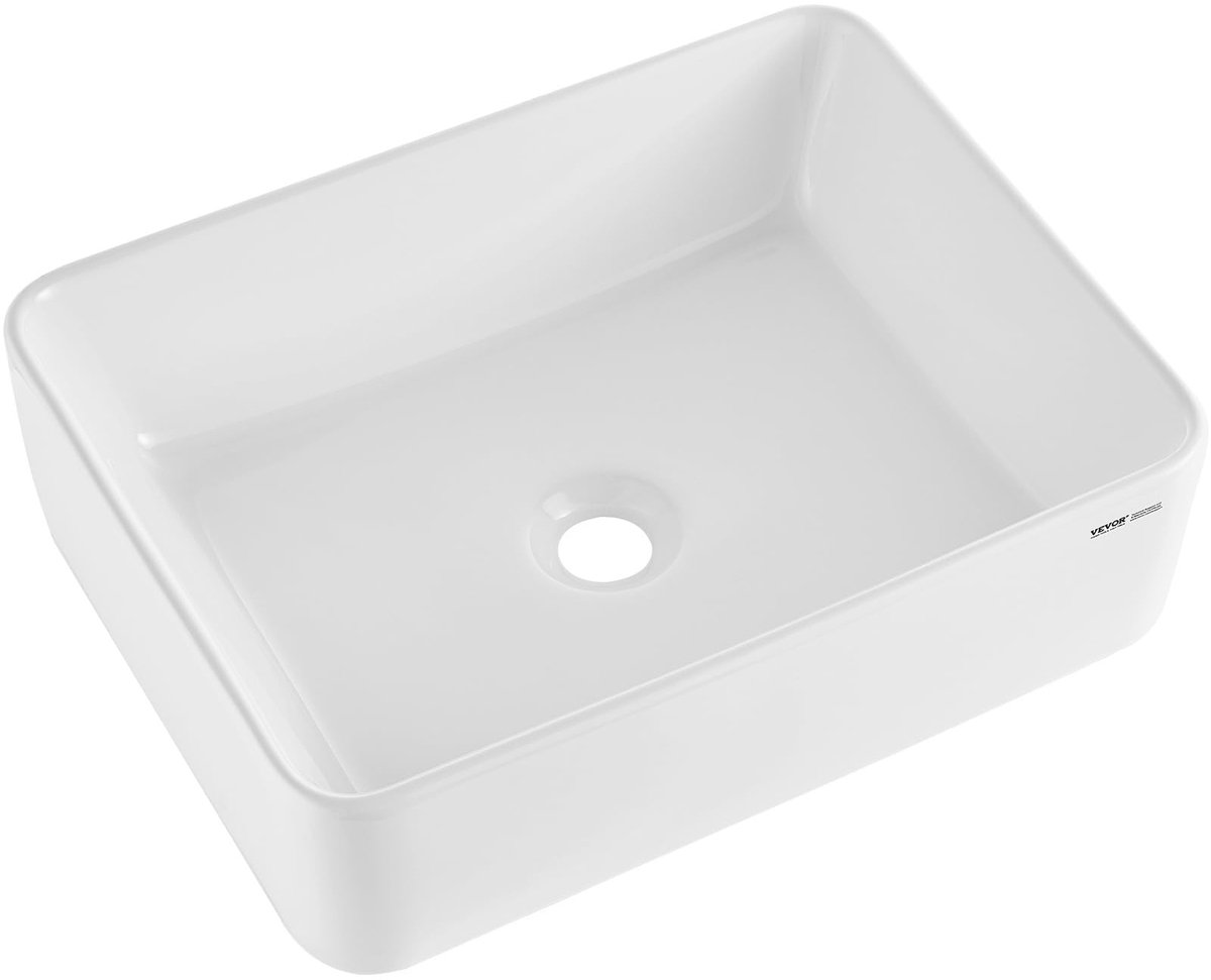 Omgoods - Rectangular Keramische Wastafel - Wit, Modern Ontwerp, 482 x 373 x 135 mm