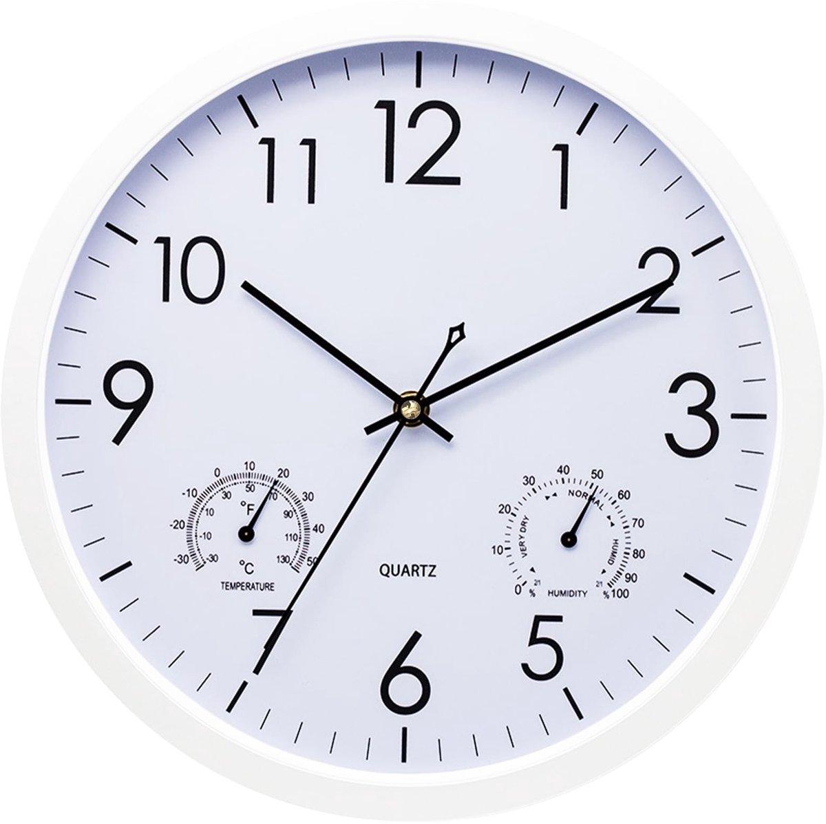 Omgoods - Wandklok 30cm - Modern met Temperatuur en Vochtigheid
