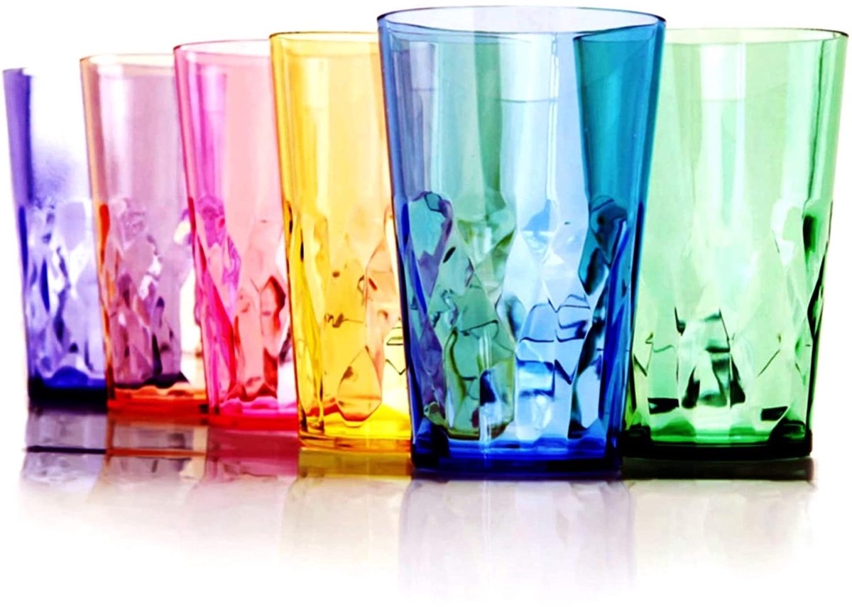 Omgoods - Shatterproof Tritan Drinkglazen - Set van 6, 566 ml, BPA-vrij, Diverse Kleuren