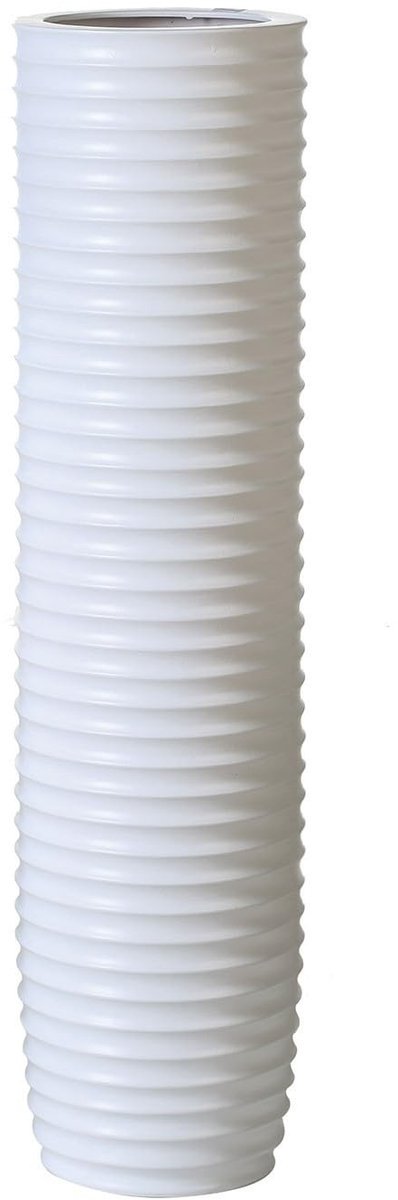 Omgoods - Elegante Keramische Vaasje - Mat Wit met Groefstructuur, Hoogte 58 cm