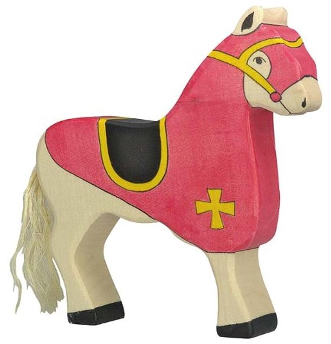 Omgoods - Rood Toernooi Paard, Handgemaakt van Esdoorn en Beuk, 17 cm