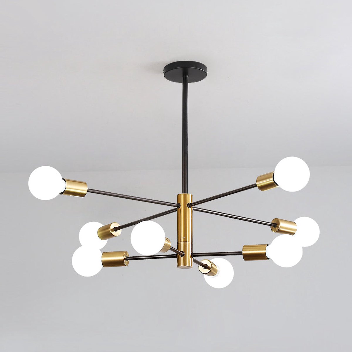 Riserva Industriële Hanglamp Zwart Brons - 8x E27 - Vintage Metalen Kroonluchter voor Woonkamer, Eetkamer en Keuken
