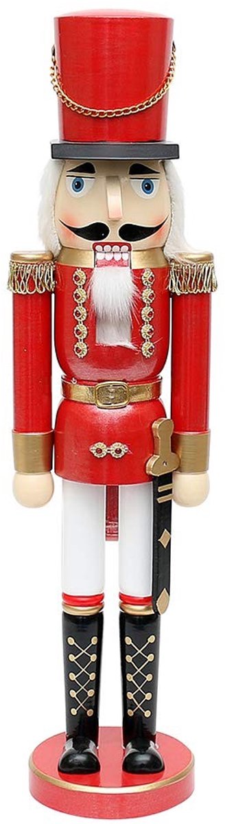 Omgoods - Mooie Notenschaal Soldaat - Handgemaakt in Rood Metallic, 50 cm