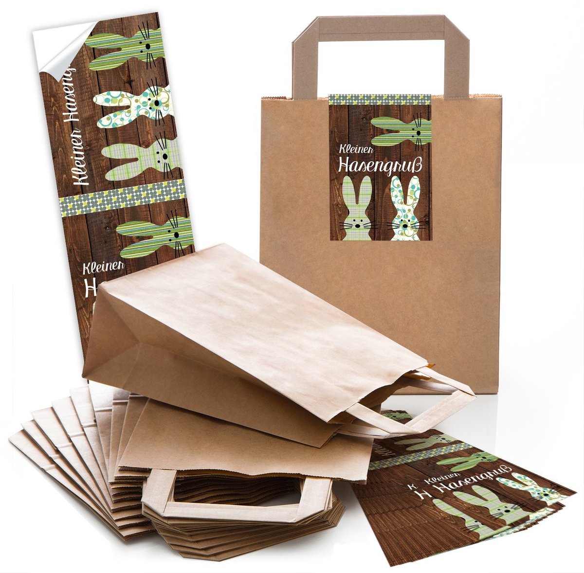 Omgoods - 25 Kleine Bruine Papieren Tassen - Pasen Cadeauverpakking met Stickers