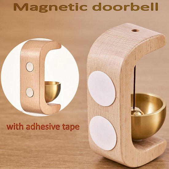 Magnetische Deurbel - Windgong - Hout - winkeliersbel - housewarming cadeau - Entree ornament - Deuropener - Welkom Gasten - Deur Decoratie - Deurbellen - Receptie bel - Entry Bel - WinkelBell - voor veranda, muur, tuin, winkel - Walnoothoutkleur — afbeelding 3