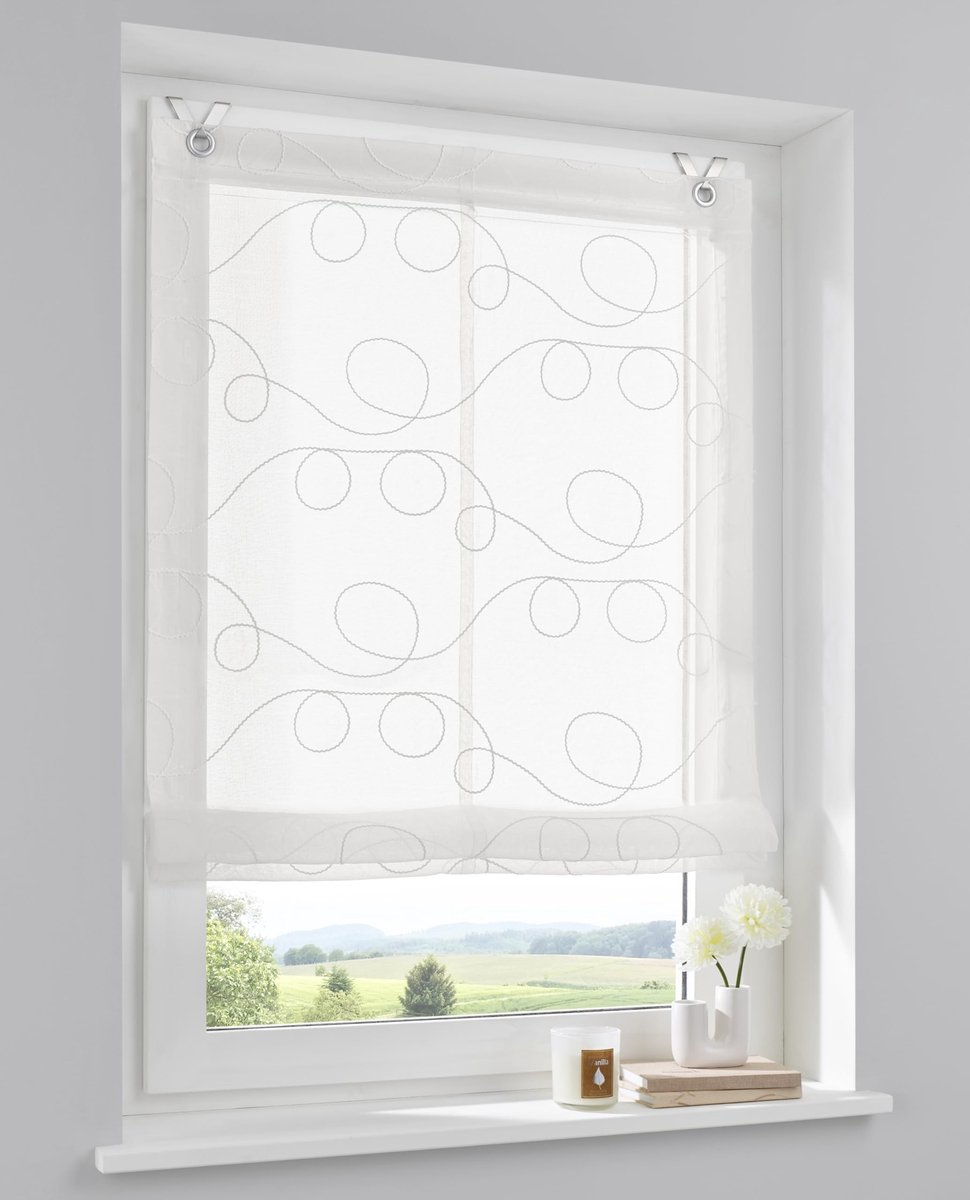 Omgoods - Roman Blind Eyelet Jasmine - Crème/Wit/Beige/Mokka/Grijs, 100x130 cm, zonder boren