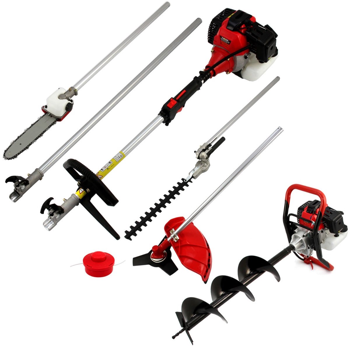 Tuinmachineset - 5-in-1 multitool - 52 cc grondboor - 2 m bereik