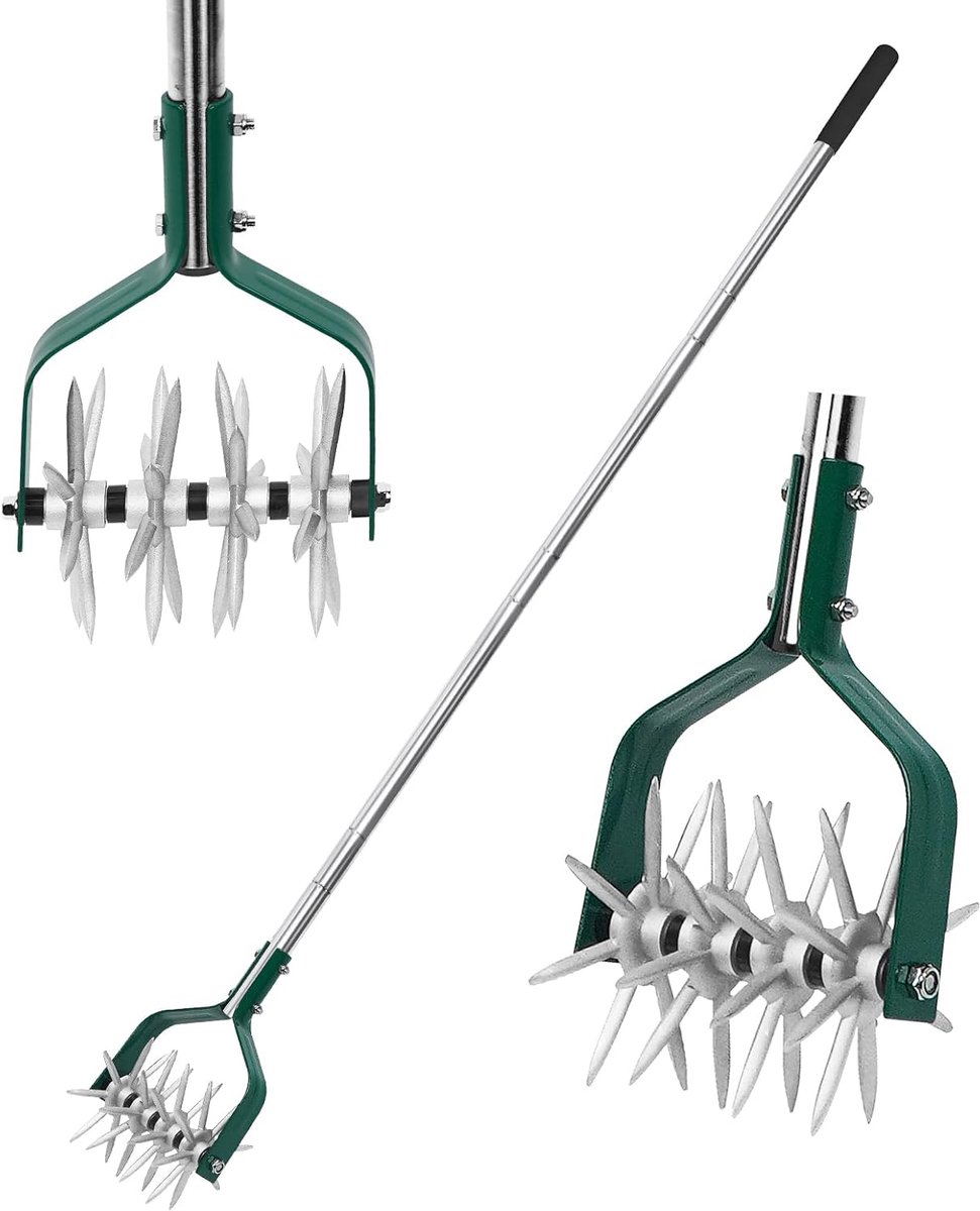 Rotary CultivatorTiller Verstelbare S/S Handgreep met Afneembare Massief Metalen Tanden Tuin Cultivator