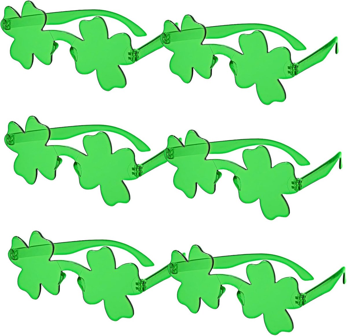 Zonnebrillen, groene randloze klaverbladbril, Ierse Lucky klaverbladbril, voor feestgeschenken, foto-rekwisieten St. Patrick's Day Carnavaldecoratie