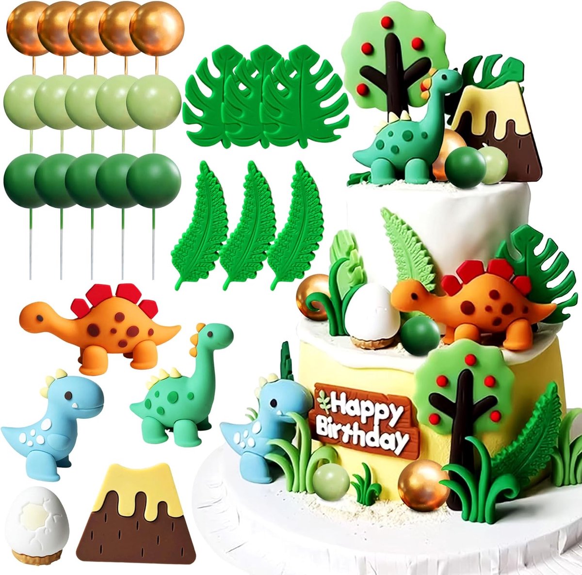 Dinosaurus Taartdecoratie - Dino Taarttoppers voor Kinderen