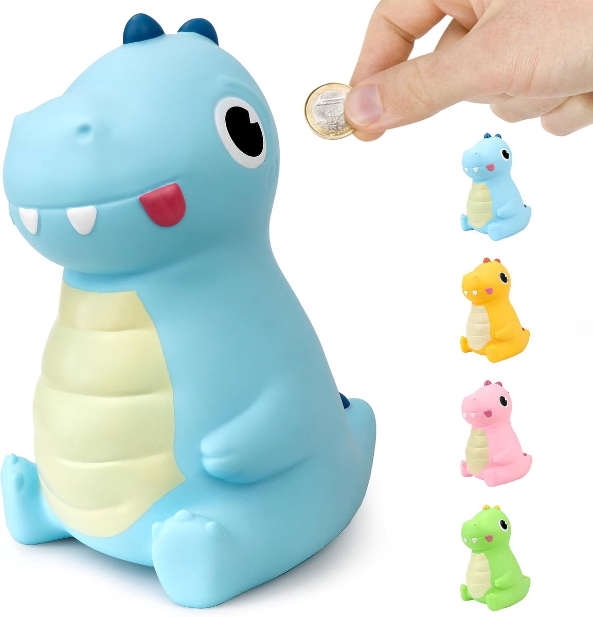 Dinosaurus spaarpot voor kinderen, doopcadeau voor meisjes en jongens, veilig pvc-materiaal, goed voor decoratie, speelgoed, cadeau (blauw)