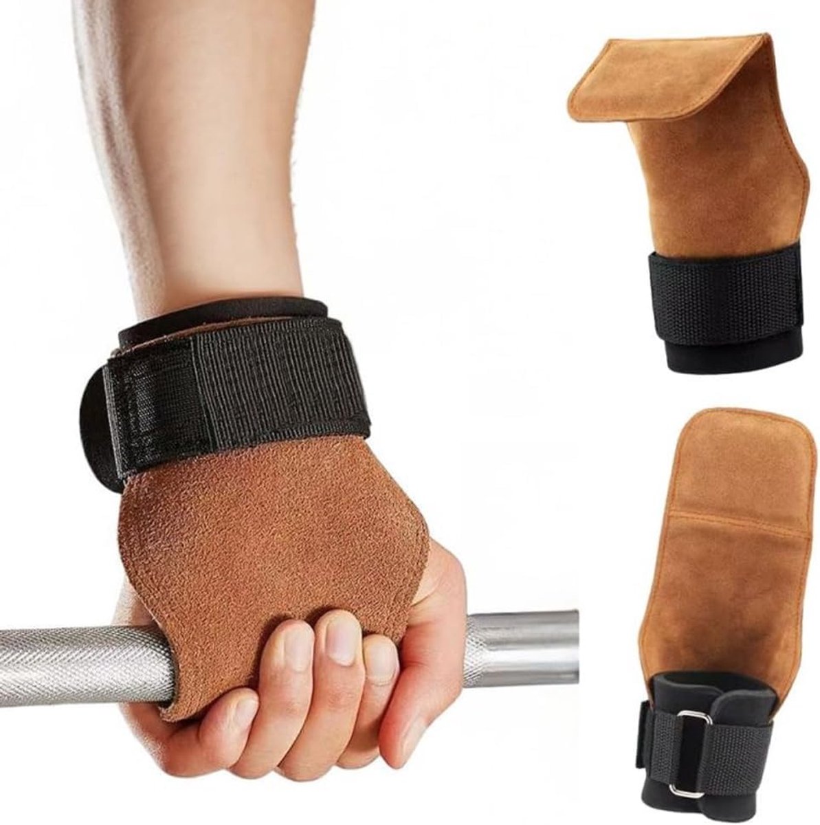 2 stuks polsbandages, optrekhulpen, fitnesshandschoenen met