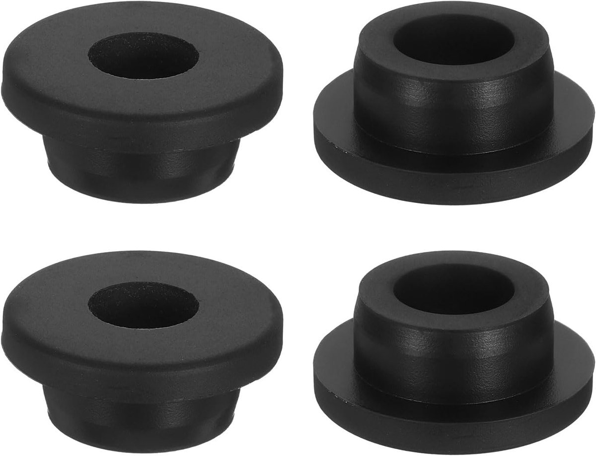 4 stuks kabeldoorvoer rubber, 15mm ID 24mm boorgat rubberen dopjes siliconen topkap gatstopfen rubberen afdichting rubberen dop bescherming van draden en kabels voor bedrading, zwart