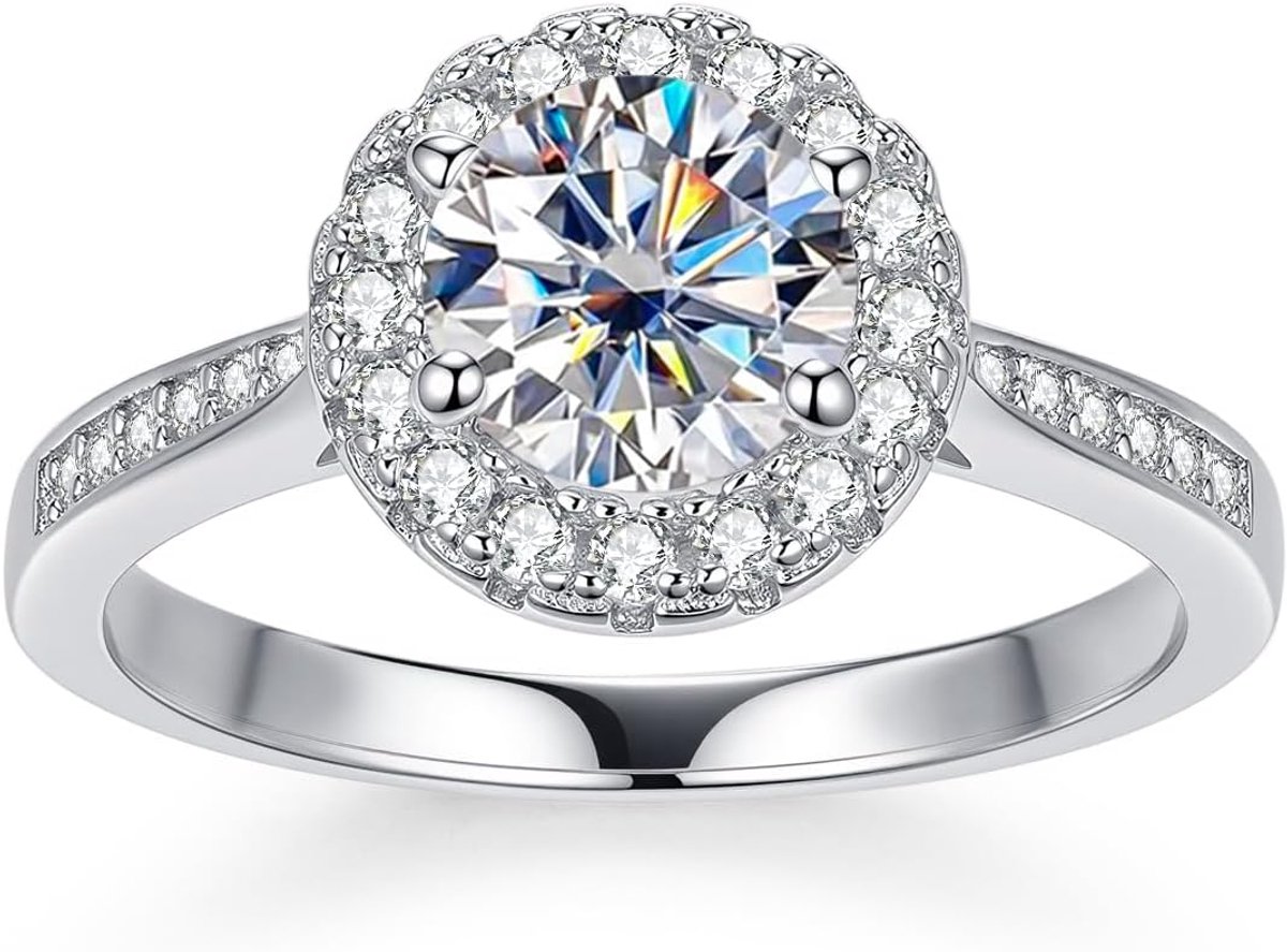 18K Pt, gesneden, GRA certificaat voor dames met plasma zilver 925 belofte trouwring D + VVS1 klasse, damesring, geschikt voor reizen voor bruiloft