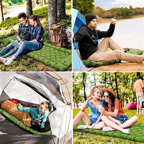 Kampeer Mat - Slaapmat Luchtbed - Outdoor Slapen - Ingebouwde Voetpomp - 192x66x9cm - Blauw — afbeelding 2