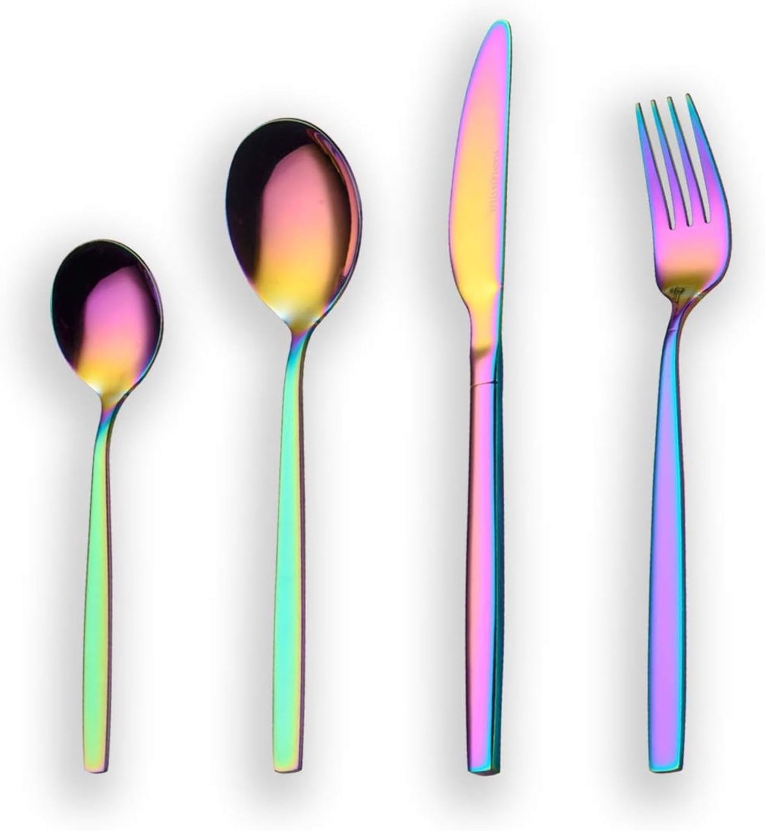 24-delige titanium regenboogkleurige roestvrijstalen bestekset